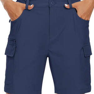 Pantalones cortos informales de alta elasticidad para hombre, no transparentes, ecológicos, mezcla de poliéster, algodón, cintura con cordón antiarrugas - Product Image 5