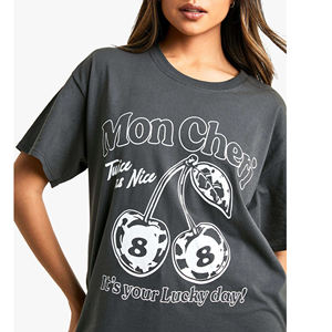 Camisetas de poliéster y algodón con estampado personalizado de alta calidad para mujer, camiseta ajustada suave con gráfico de logotipo personalizado para mujer - Product Image 5