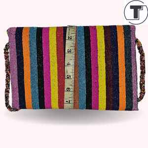 Sac à perles multicolores avec poignée, sac à main, sac à main décontracté, artisanat indien, fait à la main, sac baguette, - Product Image 5