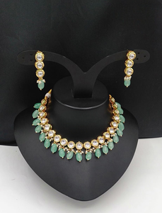 Beautiful Premium Quality Indian Traditional Kundan Necklace Set Backside Meenakari Work Ideal For Party Wear Minimal Wear Set - Product Image 3