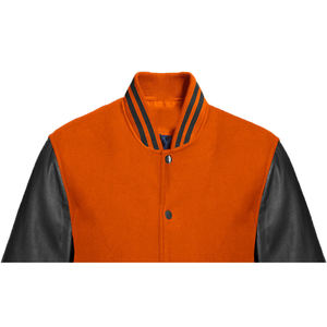 Chaqueta Universitaria de Cuero Genuino Personalizada al por Mayor de Fábrica, Diseño OEM, Transpirable, Resistente al Viento, de Alta Calidad para Hombre, con Parche Bordado en la Parte Delantera - Product Image 2