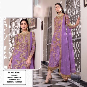 Último diseñador indio pakistaní tela exclusiva semicosida Salwar Kameez ropa de fiesta étnica de moda ocasiones nupciales mujeres - Product Image 1