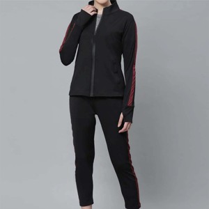 Survêtement personnalisé à fermeture éclair pour femmes Ensemble de vêtements de sport deux pièces respirants et extensibles avec veste à fermeture éclair et pantalon de jogging - Product Image 3