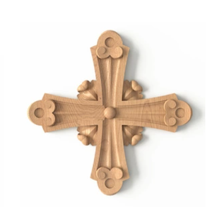 Elementos tallados Onlay aplique marco arquitectónico gran puerta de altar de madera calada con una cruz - Product Image 6