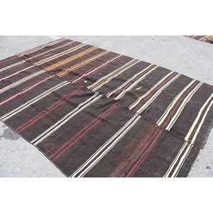 Turkish Rug, 7.3x11.3 ft Oversize Rug, <b>Brown</b> Red Kilim Wool Rug - Product Image 4