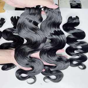 Venta al por mayor Raw Vietnamita Virgen 12A Grado Cabello humano Cuerpo Ondulado Negro Natural Cabello humano Alta calidad Sin caída - Product Image 5