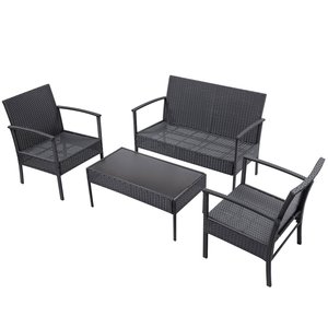 Modern Outdoor Furniture <b>Garden</b> Rattan Wicker Steel Frame Set 4 PCS with Polyester Cushion Handmade in Vietnam for Hotel Villa - Product Image 3