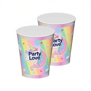 Gobelets en papier licorne Party Love 270 ml, lot de 12, vaisselle de fête - Product Image 2