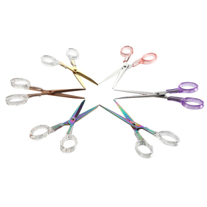 Ciseaux de beauté pour sourcils à lame droite en acier inoxydable avec manche transparent, coupe-papier droit pour droitiers - Product Image 1