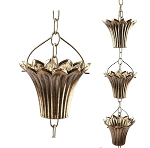 Metal decorativo Lotus lluvia cadena campana creativo hecho a mano hogar exterior jardín Metal cobre decorativo lluvia cadena para canalón - Product Image 2