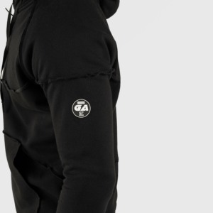 เสื้อฮู้ดดี้สีดำ รุ่น Black Rigger ไซส์ XXS ผ้าฝ้ายเฟรนช์เทอร์รี่ ปักลาย 3 มิติ ซักเอนไซม์ พิมพ์ลายสกรีน พร้อมลายปะติด - Product Image 6