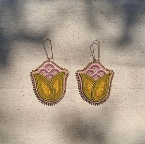 Nuevos pendientes de cuentas de flores bohemias a la moda, Pendientes colgantes de semillas de arroz hechos a mano para fiesta, joyería decorativa de moda de Año Nuevo - Product Image 1