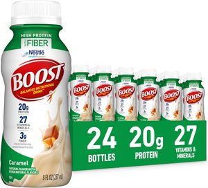 BOOST High <b>Protein</b> with Fiber Ready to Drink Complete Nutritional Drink, Caramel, 8 fl oz Bottle, 24 Pack - Product Image 6