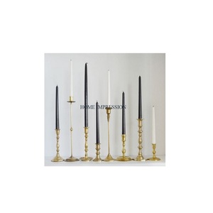 Vintage Decorative Table Ware Candlestick Holders <b>Set</b> of 8 Gold Polished Metal Handmade Candle Holder and Stand Wholesale Supply - Product Image 1