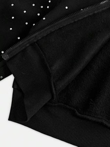 Crystal Detailed Rhinestone <b>Hoodie</b> Unisex <b>Fleece</b> Pullover 100% Cotton Winter Fashion Streetwear Bulk Wholesale Supply - Product Image 3