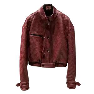 Chaqueta de Cuero TRILACE para Mujer, Cuello Alto, Logotipo Frontal, Transpirable, Impermeable, Cortavientos, Estilo Bomber, para Invierno - Product Image 1