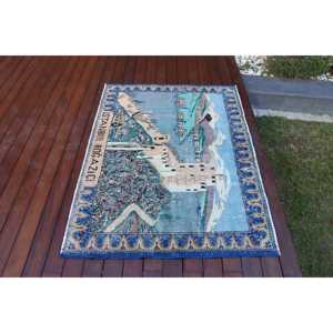 Alfombra Turca Vintage de 4.9x3.4 pies, Alfombra Decorativa, Alfombra de Lana Azul - Product Image 3