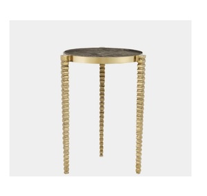 Base de hierro de metal con mesa auxiliar de café superior de madera para el hogar y los muebles Mesa de centro lateral única decorativa con recubrimiento de polvo negro - Product Image 6