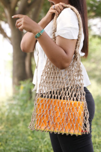 Bolsos de Yute para Mujer, Diseño 2026, Bolso Bandolera de Yute Genuino, Estilo Serpiente, Color Azul, Hecho a Mano, Personalizable - Product Image 4