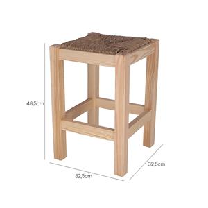 WELL HOME Panca da Giardino in Legno Rustico, Finitura Non Verniciata, Design Quadrato Basso 32.5x32.5x48.5 cm - Product Image 3