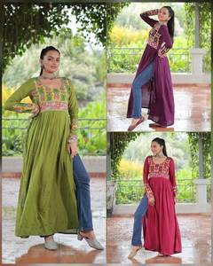 คอลเลกชัน kurti ผ้าไหมเรยอนสีม่วงสำหรับผู้หญิงชุดใส่ทำงานปาร์ตี้ - Product Image 6