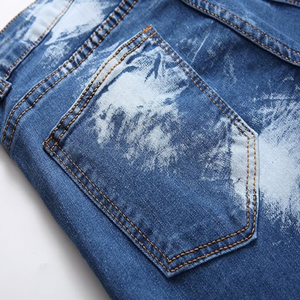 Pantalones cortos de mezclilla azul de la mejor calidad 100% algodón para hombre, ecológicos, informales, de cintura media, de punto recto, verano y otoño - Product Image 5