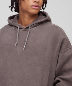 Sudadera con Capucha para Hombre con Logotipo Personalizado, Lavado Ácido, Estilo Vintage, Corte Regular, Lavado a la Piedra, Desgastada, 100% Algodón - Product Image 5