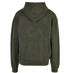 Sudaderas con capucha desgastadas lavadas con ácido para hombre de diseño personalizado Sudaderas con capucha de invierno desgastadas lavadas con ácido térmico ligero de 500gsm - Product Image 2