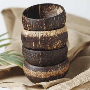 Bol à salade en coquille de noix de coco naturelle, bols à smoothie OEM accepté pour l'exportation, ensembles de vaisselle fabriqués au Vietnam - Product Image 1