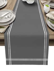 Luxury Floral Embroidered Linen Table <b>Runners</b> Modern Handmade Design for Wedding & Home Decor Customizable - Product Image 5