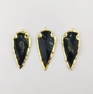 Best Quality Hot Sale Natural Obsidian Arrowhead Pendant <b>Necklace</b> by Alif <b>Crystal</b> and Agate - Product Image 3