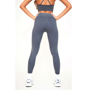Custom Made Heavyweight <b>Acid</b> <b>Wash</b> Gym Yoga <b>Legging</b> High Waist Breathable Solid Color 100% Cotton Casual Mid Top Manufacturer - Product Image 2