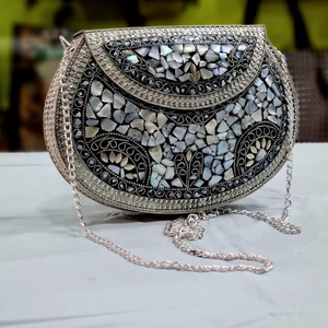 Bolso de Mano Tipo Clutch con Mosaico Artesanal Indio, Hecho a Mano para Mujer, para Fiestas Nocturnas - Product Image 1