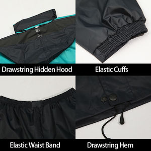 Traje de lluvia Unisex de alta calidad para adultos, impermeable, transpirable, chaqueta de lluvia, pantalones, cremallera en el pecho, logotipo frontal, protección UV antibacteriana - Product Image 5