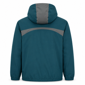 Chaqueta Cortavientos con Capucha para Hombre, Color Verde Azulado, Ligera, Resistente al Agua, de Poliéster y Spandex, con Media Cremallera, MOQ Bajo, para Senderismo - Product Image 2