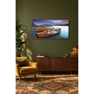 Impresión en Lienzo de Barcos de Madera Fida en la Orilla del Lago al Atardecer Púrpura - Product Image 5