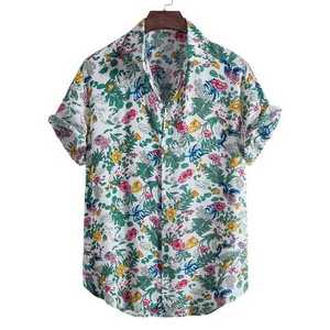 Camisa con estampado de estilo étnico para hombre, ropa de algodón y lino con solapa, botón alto, Vintage, pantalones cortos de manga, sublimación hawaiana - Product Image 6