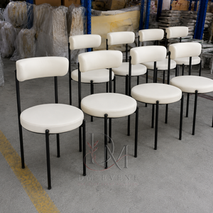 Modern Minimal T Back Black Stainless Steel Wedding <b>Dining</b> <b>Chair</b> with <b>White</b> Cushion for Hotel Banquets Wholesale Seating - Product Image 2
