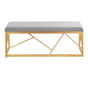 High Selling Traditional Metal Frame Velvet Upholstered Storage Bench Furniture for Home Hotel Restaurants Living Room Bedroom - Product Image 4