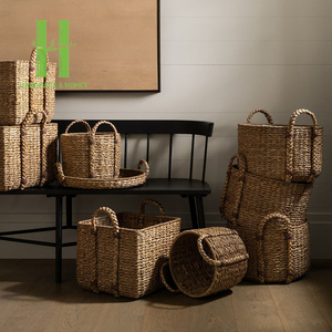Paniers en jacinthe d'eau vintage panier de rangement en osier extérieur conception OEM couleur et dimension personnalisées faites à la main du Vietnam - Product Image 6