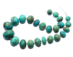 Cuentas de turquesa de Arizona Cuentas de piedra de forma redonda largas naturales de 12 pulgadas - Product Image 2
