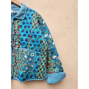 Automne femmes coton matelassé veste à la main Vintage lin rayure confortable Floral imprimé bouton embrassant Style bohème - Product Image 3