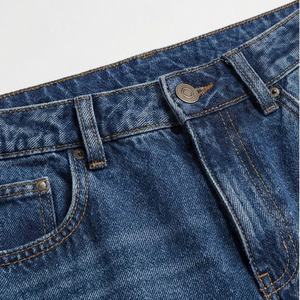 Nouveauté Jeans à jambes larges évasées à deux tons pour femmes, lavage moyen, logo personnalisé, respirant, pantalon tendance pour femmes - Product Image 4