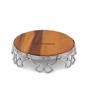 Centro de mesa pulido brillante plateado de forma Irregular de aluminio fundido de Calidad exclusiva, bandeja para servir con asas chapadas en oro - Product Image 3