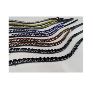 Bandas de cabeza de caballo acolchadas suaves de cuero de alta calidad ecuestre con diamantes de imitación personalizados equipo de caballo - Product Image 6