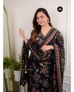 Vêtements d'été décontractés pour femmes haut ethnique et pantalon Afgani vêtements pour femmes indiennes coton imprimé et travail à la main Kurti avec pantalon - Product Image 3