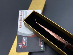 Pince à cils personnalisée pince à cils en or rose 45 degrés de long pince à épiler d'extension de cils d'isolation durable en acier inoxydable - Product Image 4