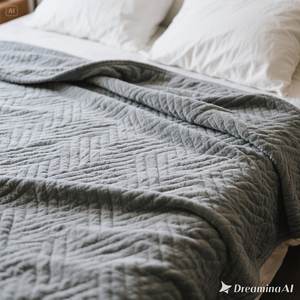 Couverture en polaire douce de luxe Ligne grise confortable Design en relief Double taille - Product Image 2