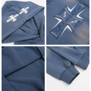 Sweat à capuche à épaules tombantes, poids lourd, 500 g/m², 600 g/m², haute qualité, appliqué personnalisé, broderie délavée - Product Image 4