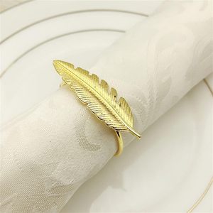 Anneaux de serviette de luxe en feuille de métal or et argent pour la fête de mariage hôtel Table dîner serviette serviette boucle de serviette - Product Image 3